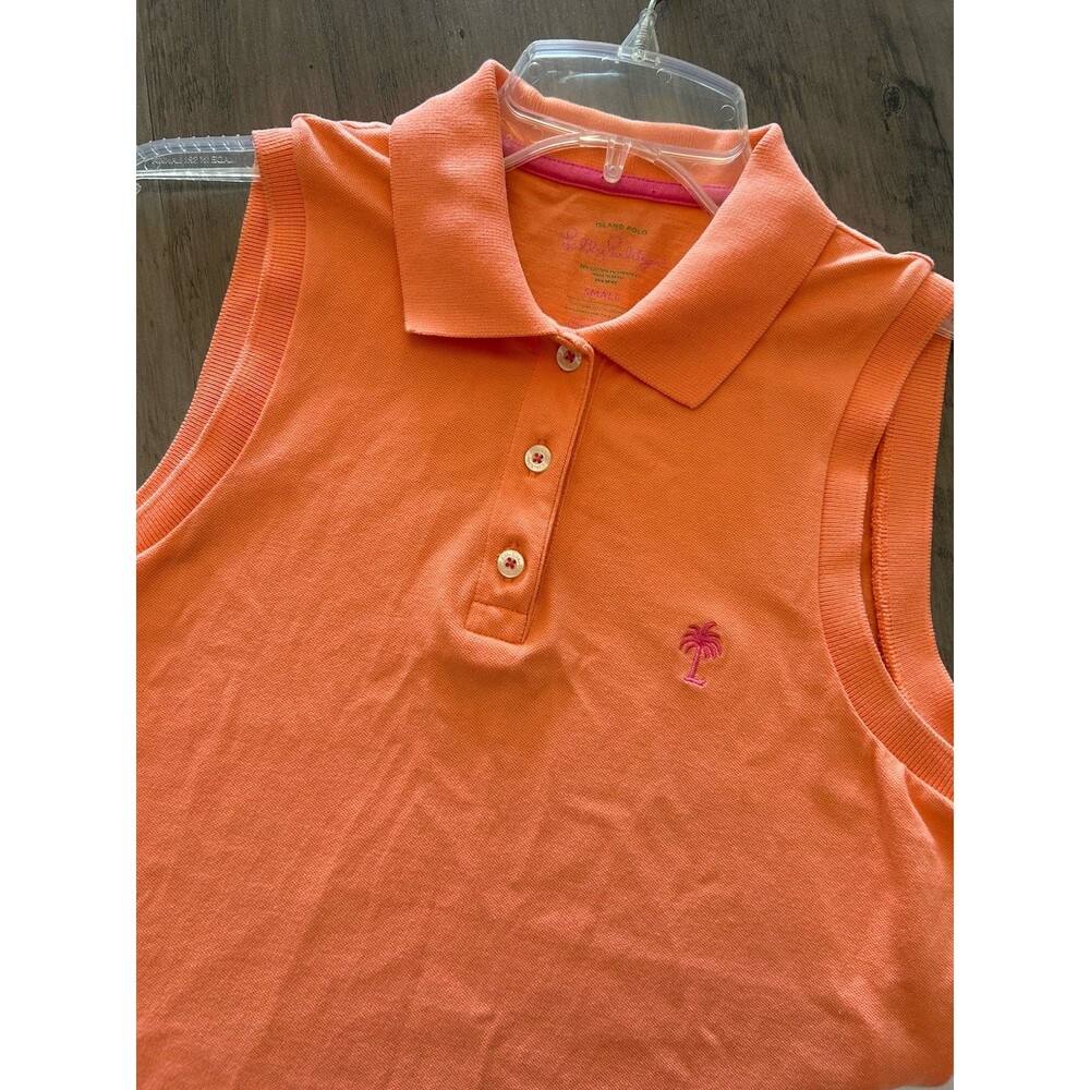 Lilly Pulitzer Island Polo Women S Sleeveless Palm Tree Logo TransDRY Golf